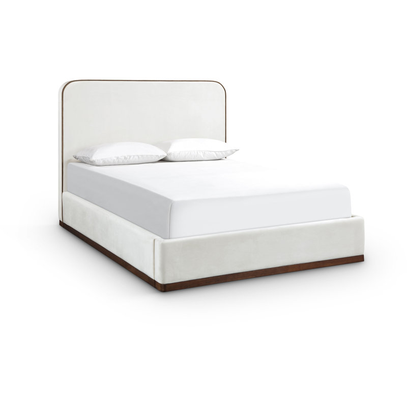 Lit tapissier Dayna, Velours crème, Très grand