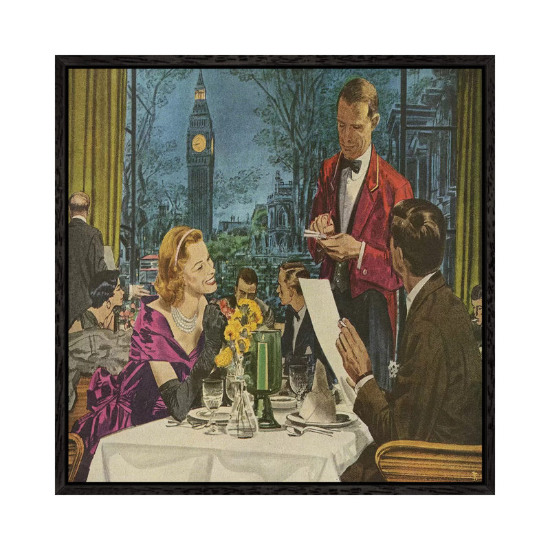 1950s Pan Am Magazine Advert 1 Piece Wall Art on Canvas, 45.72 cm H x 45.72 cm W, Black Floater Framed