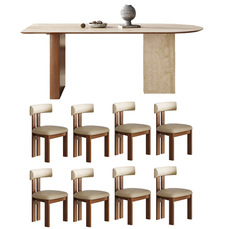 Ensemble de salle à manger rectangulaire semi-ovale de 78,7 po L, H 29,5 po x L 78,7 po x l 35,4 po