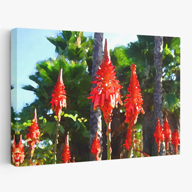 Plantes, fleurs, abstrait, paysage, nature, plantes grasses avec palmiers, art mural, H 24 po x l 36 po