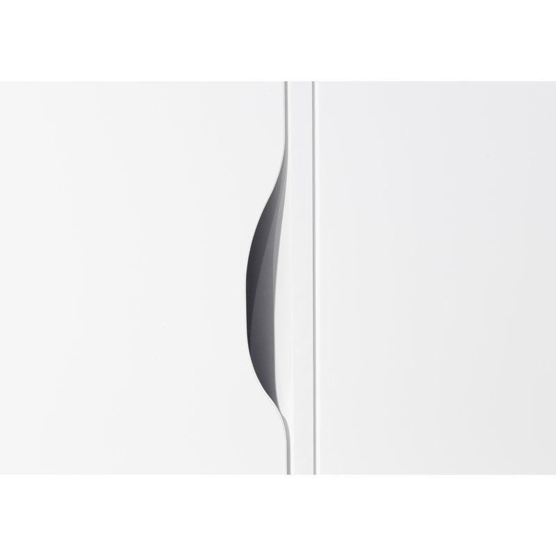 Hinged door wardrobe Narai with mirror, handle -less look MADE IN GERMANY, Alpine White/Grey Metallic