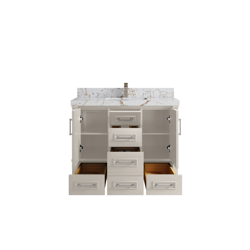 Meuble-lavabo simple avec comptoir 42 po Aberdeen, Doré Viola