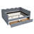 Queen Size Cozy Gingham Daybed With Two Storage Drawers, With USB Port And Adorable Wave Shaped, Linen Fabric-1823552044-1823552041