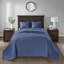 Ensemble de couvre-lit réversible surdimensionné en coton 3 pièces, bleu marine, pour lit double