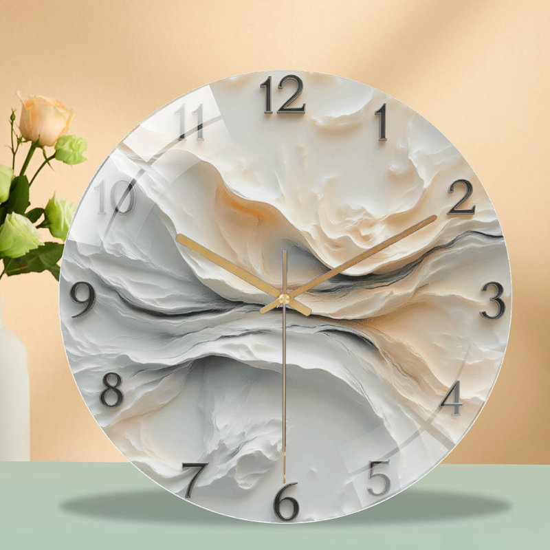 Elegant Abstract Wall Clock Decor for Home Art - 12'' Modern Glass Wall Clock