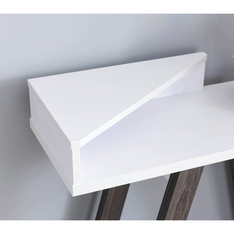 Contemporary Two Toned Console Table With Two Shelves - White & Grey, White
