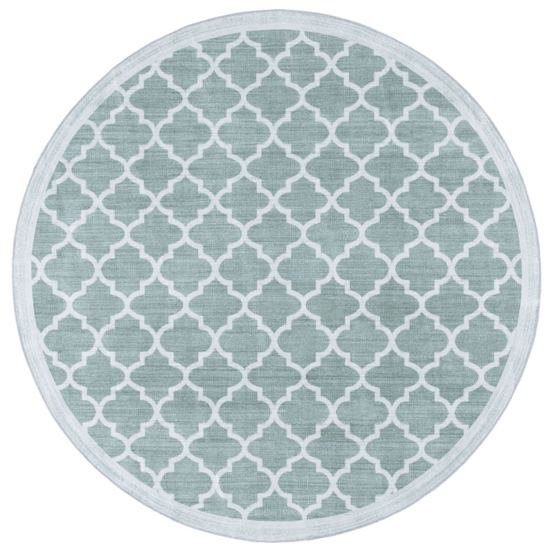 Alesya Machine Washable Performance Geometric Rug, Round 6'