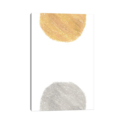 Mustard And Grey Circles by Whales Way - Painting on Canvas