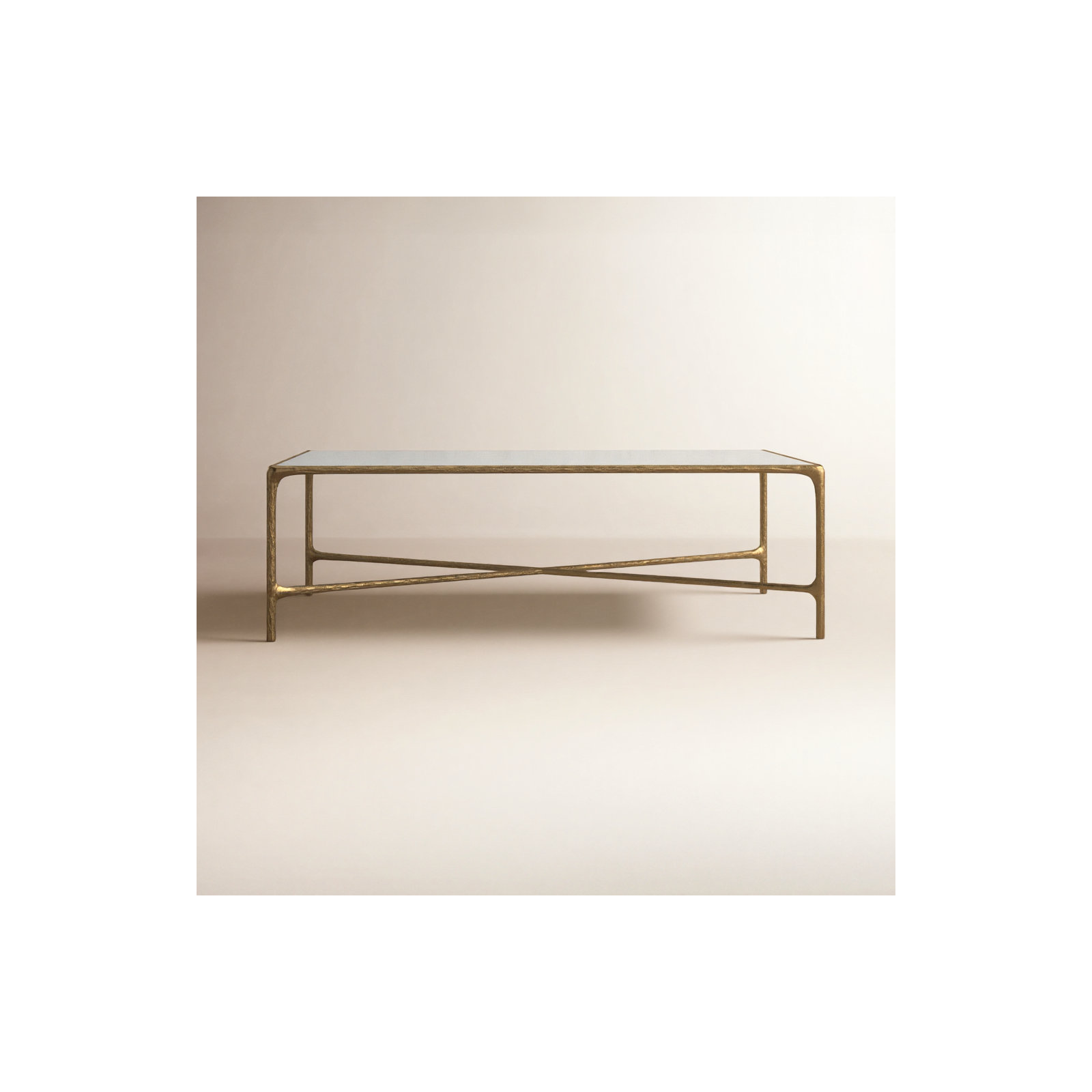 Evelynn Single Coffee Table, Brass, White Marble