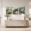 Ensemble de 3 toiles de lotus blanches et lis vert-353465872