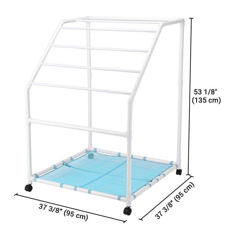 Porte-serviettes de piscine autoportant pour l'extérieur Yescom, 7 barres de rangement en PVC, séchoir à linge pour piscine de plage
