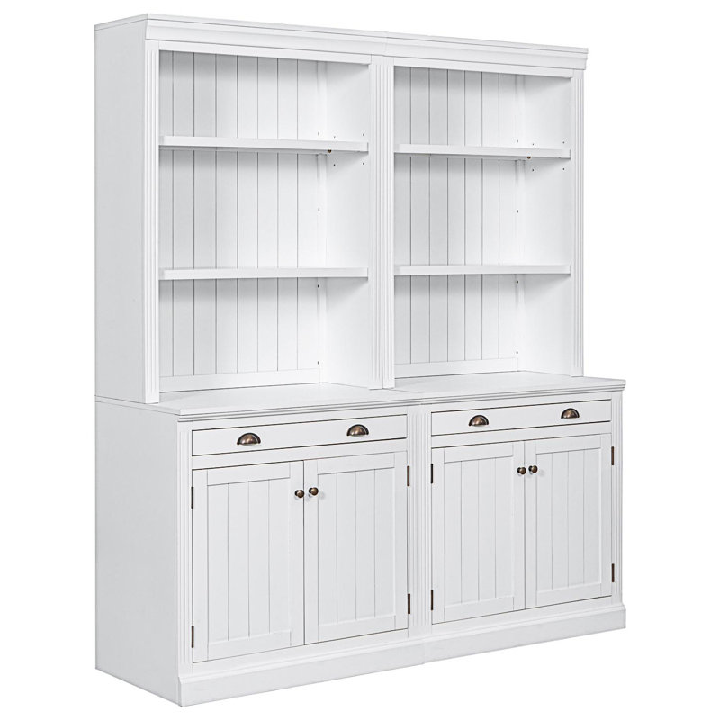 Modern Bookshelf, Freestanding Storage Bookcase With LED Lighting And Drawers