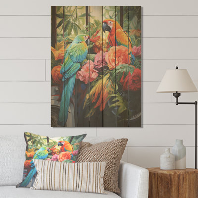 «Blue Parrot Jungle Paradise» - impression de perroquet sur bois