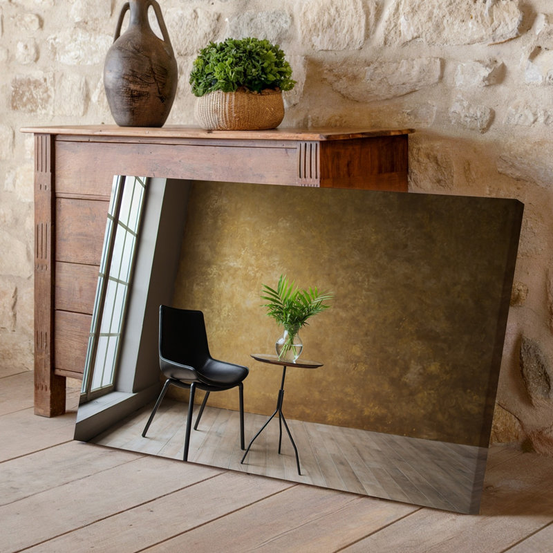 Toile une scène intérieure minimaliste avec une chaise noire élégante avec art mural, H 30 po x l 30 po