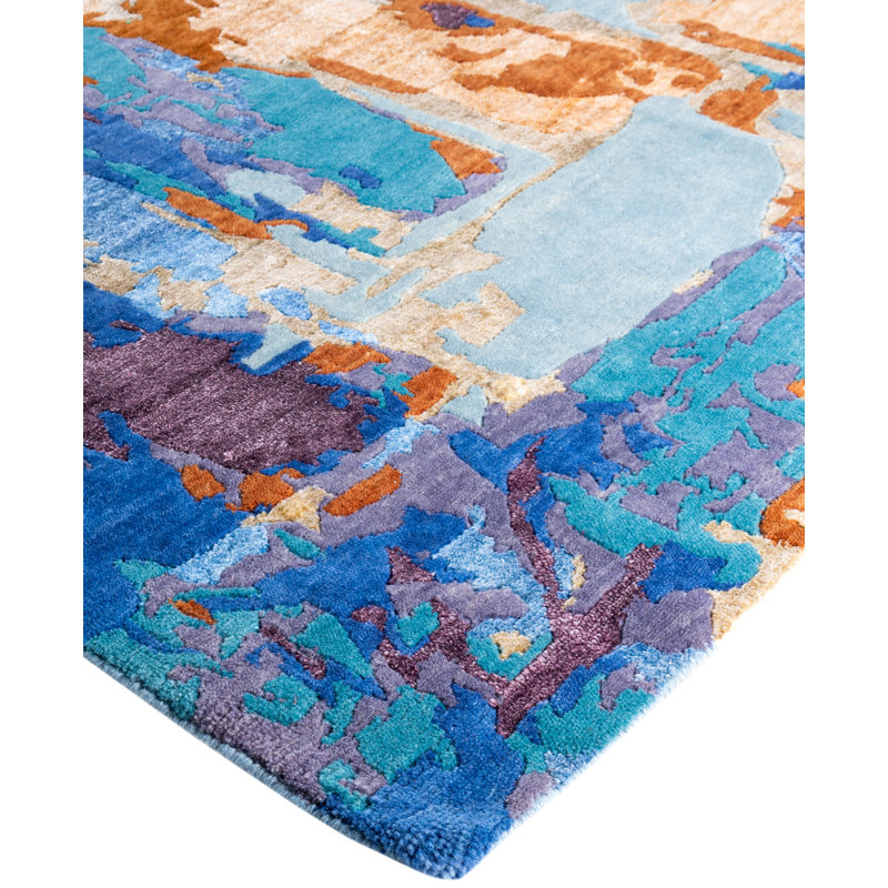 Overdyed One-of-a-Kind Rectangle 9'2" X 12'2" Hand Knotted Area Rug