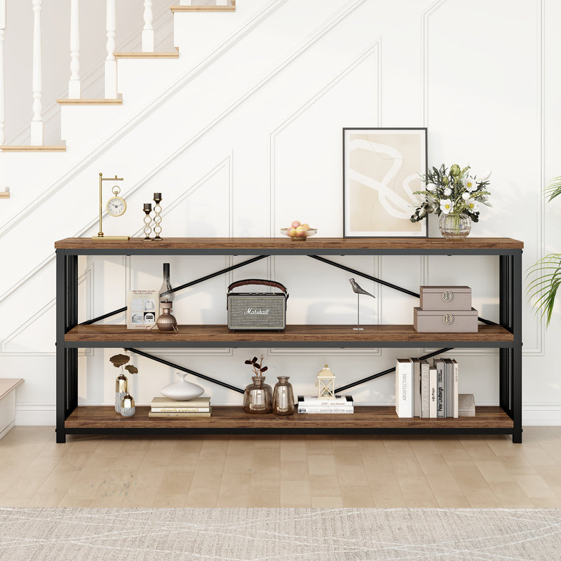 Makowski Console Table, 30" H x 70" W x 13.4" D, Rustic Brown