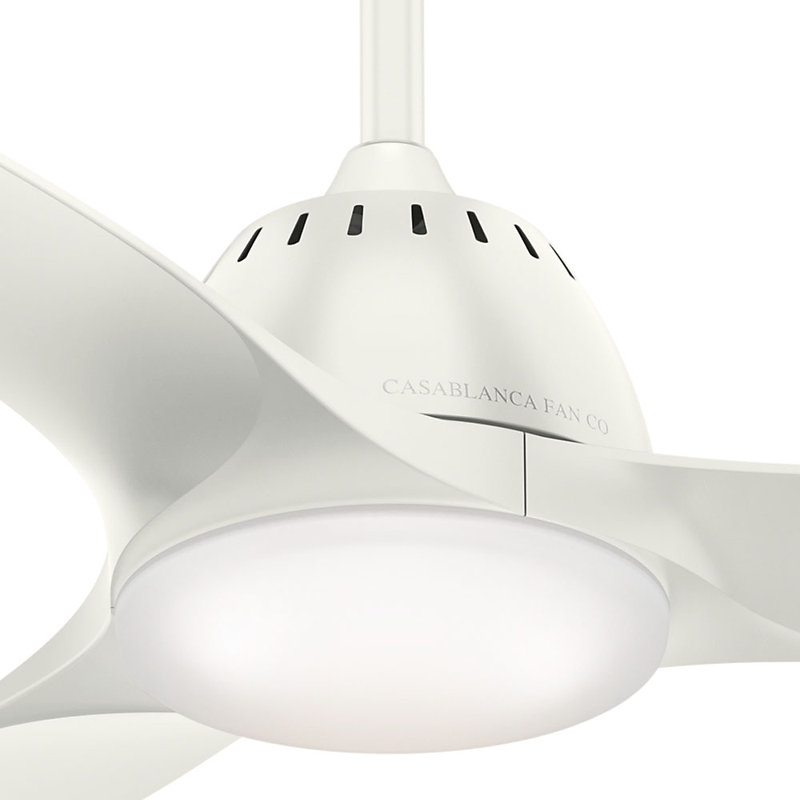 44" Wisp 3-Blade LED Standard Ceiling Fan with Remote Control and Light Kit Included, White