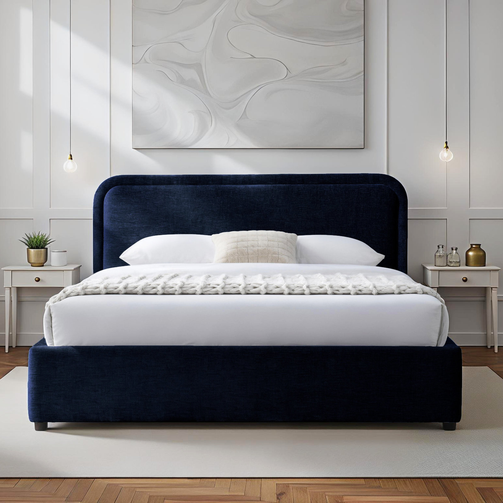 Baneza Platform Bed, Queen, Blue