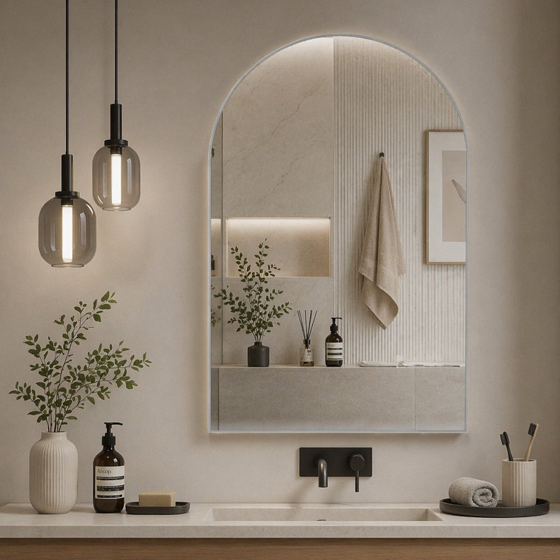 Miroir mural pour salle de bain, 24 x 32 po, Argent