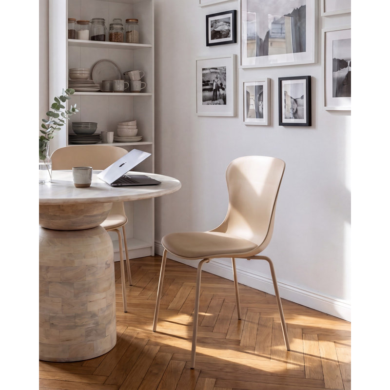 46cm H Upholstered Side Chair, Beige, Beige, Beige