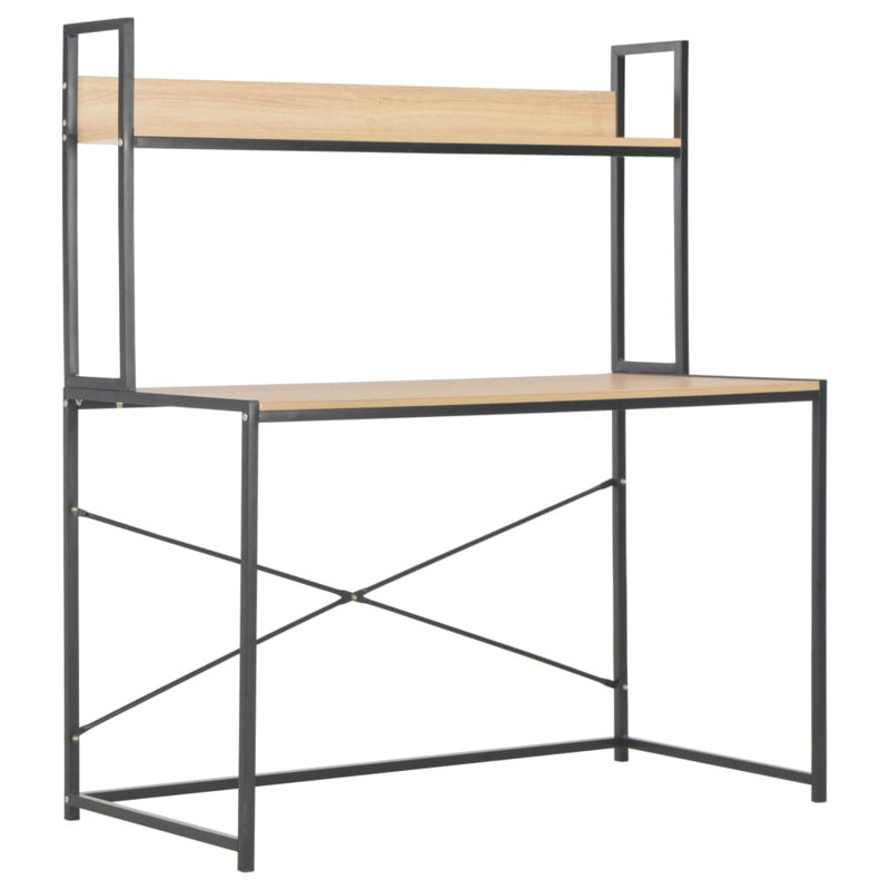Computer Desk 47.2" x 23.6" x 54.3", Oak/Black