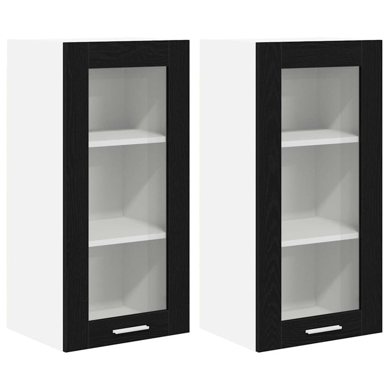 Vidaxl Hanging Cabinet With Door Riga 2 Pcs Sonoma Oak 40 X 31 X 80 Cm, Black