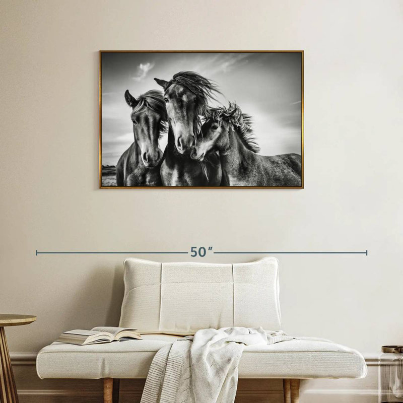 Chevaux Lemvig, Cadre flottant doré, 37 po x 25 po