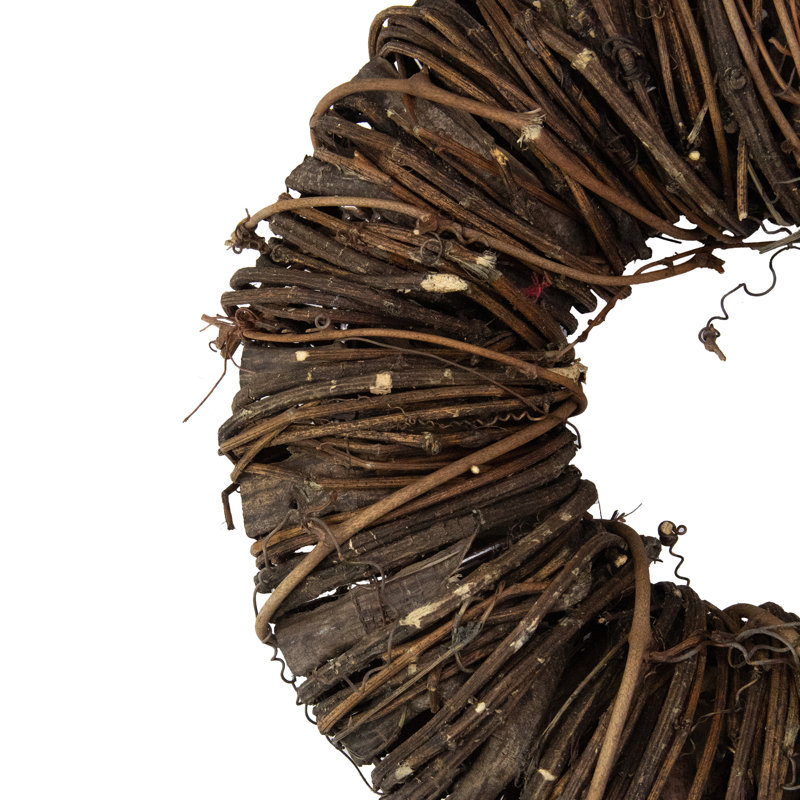 12" Brown Rustic Twig and Tree Bark Artificial Spring Wreath