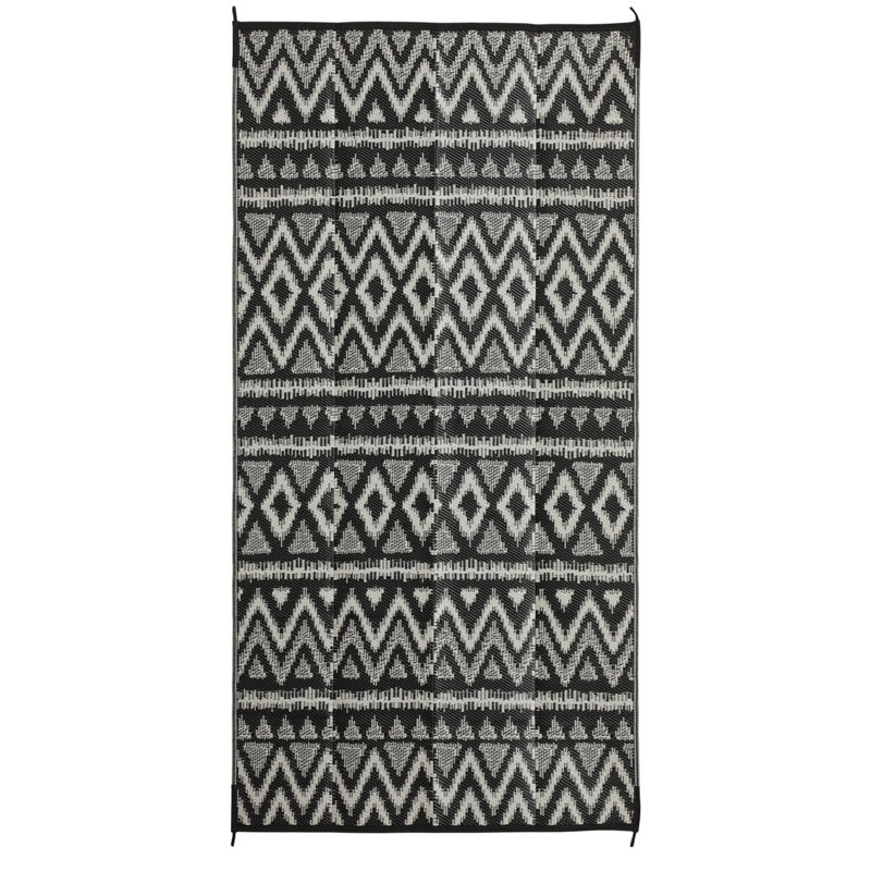 Southwestern Black/White Indoor/Outdoor Area Rug, Runner 9' x 18'