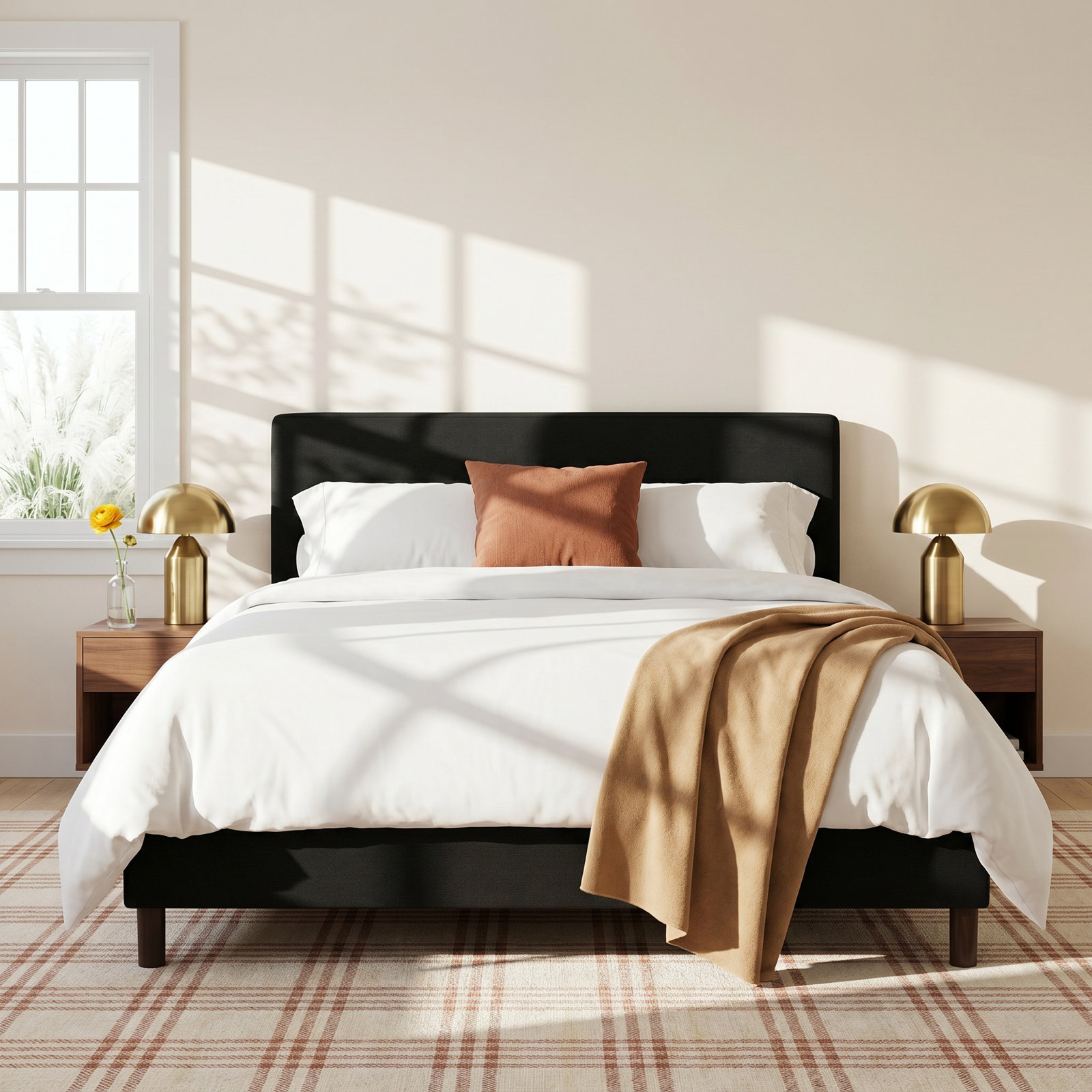 Eisley Cotton Upholstered Bed, Twin, Classic Black Linen