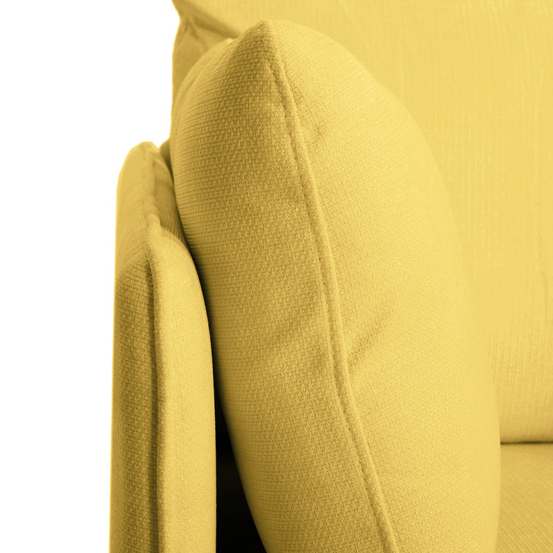 Chaise rembourrée de 39 po de couleur jaune, avec des pieds et des sièges confortables pour la maison et un revêtement luxueux, espaces de vie