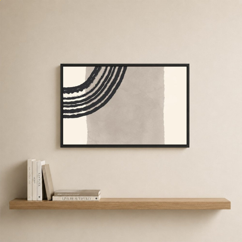 «Geo Abstract III Neutral Pink» par Becky Thorns - impression sur toile, H 24 po x l 34 po, Noir