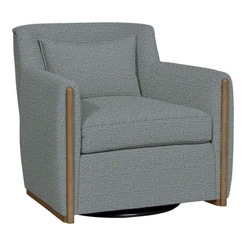 Thom Filicia Home Upholstered Swivel Armchair, Hampton, Tuck Cobalt Polyester Blend