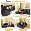 Canapé modulaire modulaire avec méridienne, canapé en forme de L moderne avec assise profonde, pour le salon, la chambre à coucher et le bureau, sans assemblage requis, noir