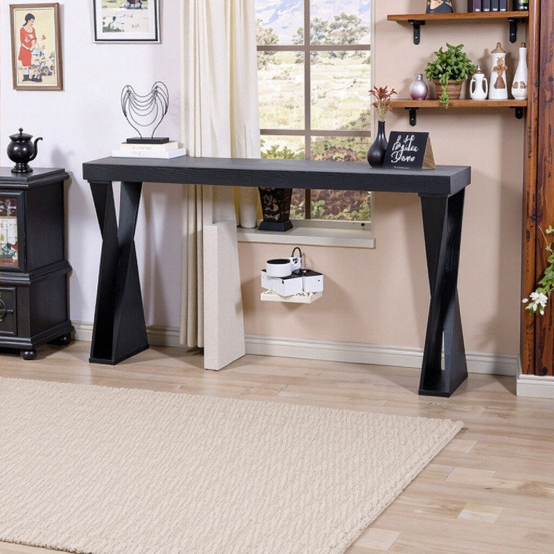 58.3 Modern Slim Console Table Manufactured Wood Entryway Sofa Table With X Legs