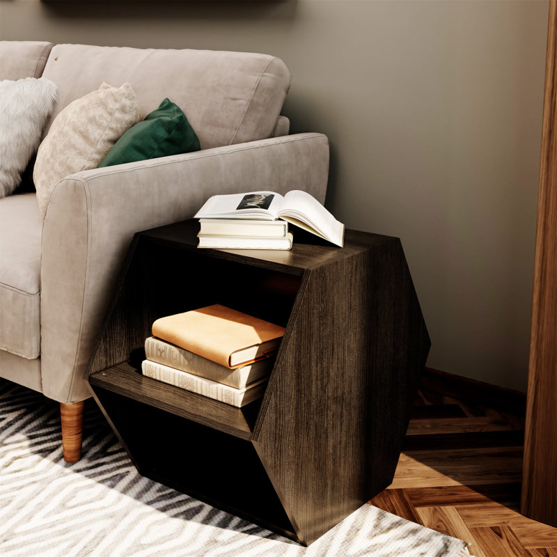 Table de chevet moderne Mid Century, Brun-noir