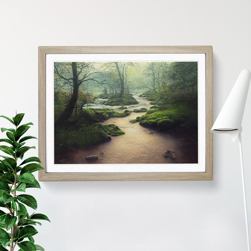 Attractive Forest Stream - Framed Print, Black, 25cm H x 34cm W x 2cm D