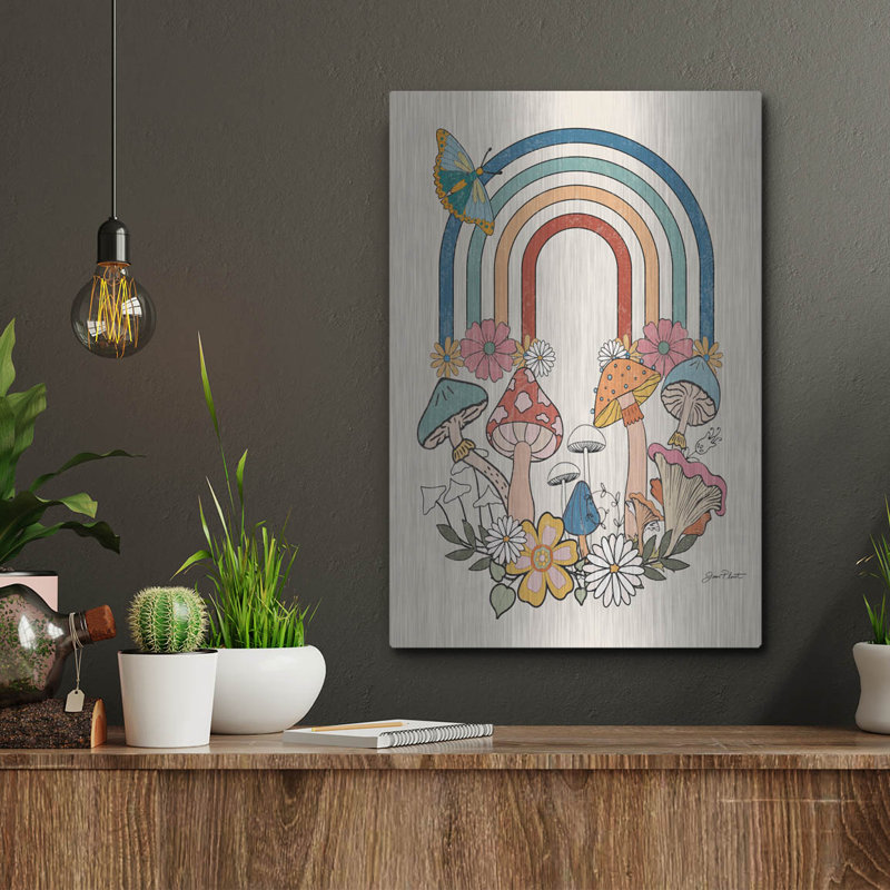 «Groovy Mushroom B» par Jean Plout, art mural en métal, H 16 po x l 12 po