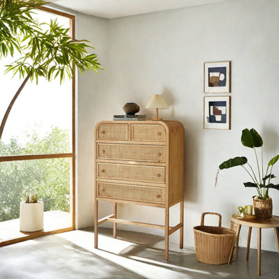 Armoire d'appoint en bois massif de rotin
