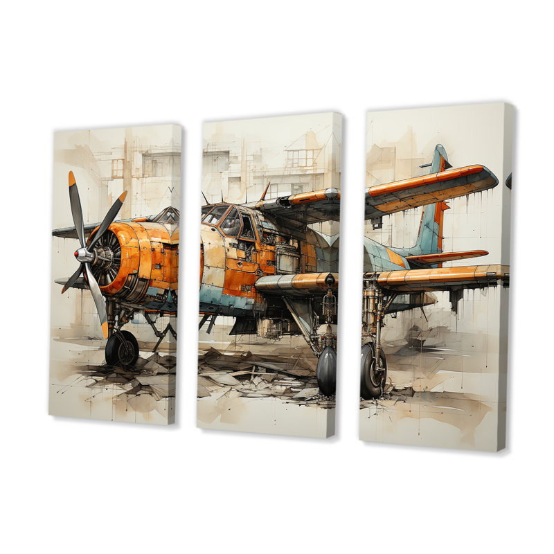 «Industrial Plane Essence I», ensemble de reproductions d'art mural, H 28 po x l 36 po x P 1 po