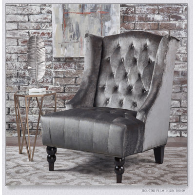 Hi-Back Club Chair With Wing-Back Design, Button-Tufted Stitching, And Turned Legs For Modern Comfort And Style