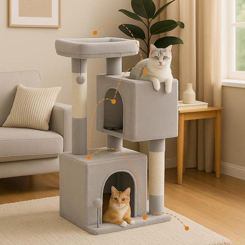 Arbre à chat Dosta, Gris, H 31,5 po x l 16,9 po x P 11,8 po