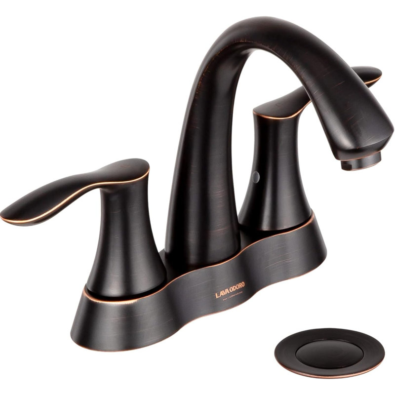 Bathroom Faucet, 2 Handle 4 Inch Centerset Bathroom Sink Faucet Vanity Faucet With Pop Up Drain Assembly Supply Line