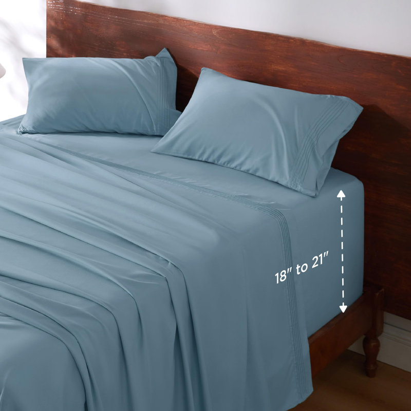 Bedsure Deep Pocket Sheet Set - Fits Mattresses Up to 21 Inches Thick -  GentleSoft Bed Sheet set, Moisture Wicking, Soft & Cooling Bed Sheet & Pillowcases, Easy & Secure Fit
