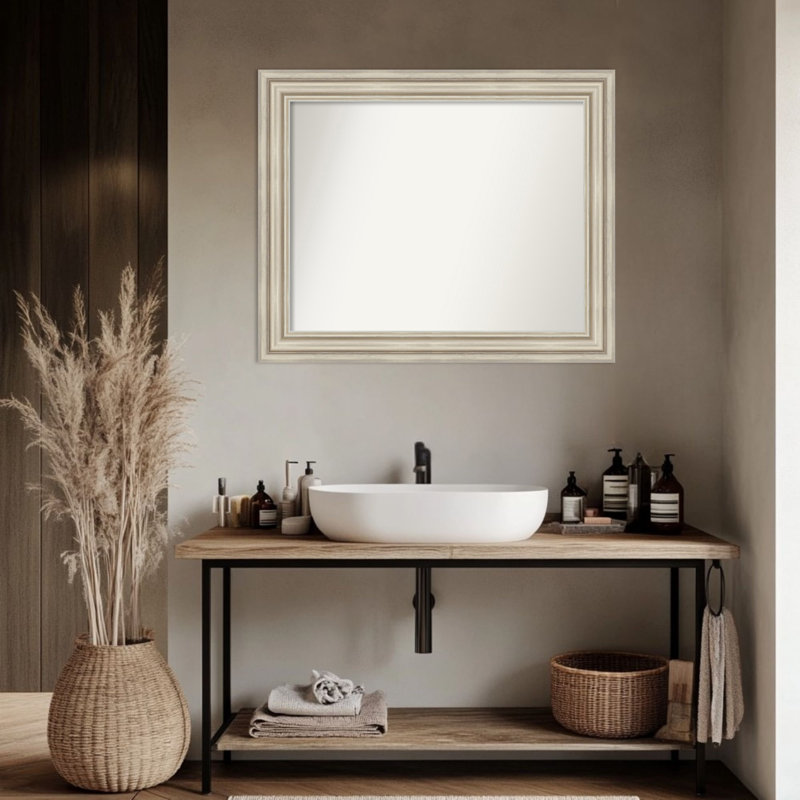 Miroir mural de salle de bain Sierra, 27,5 po x 33,5 po, Argent argent