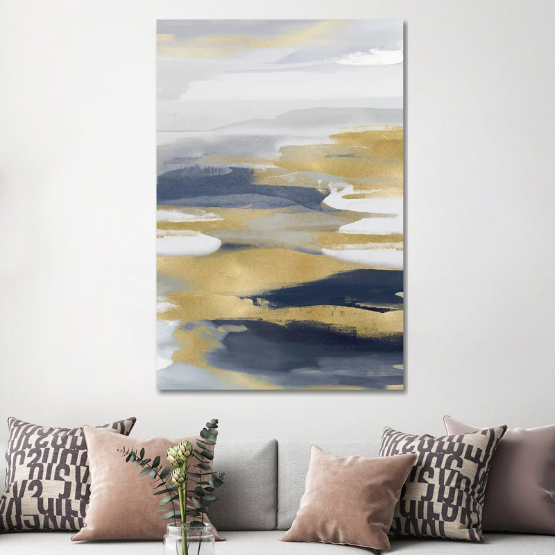Intuition Blue And Gold I by Jackie Hanson - Wrapped Canvas Print, 152.5 cm H x 101.5 cm W