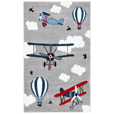 Tapis gris clair / rouge Haveman