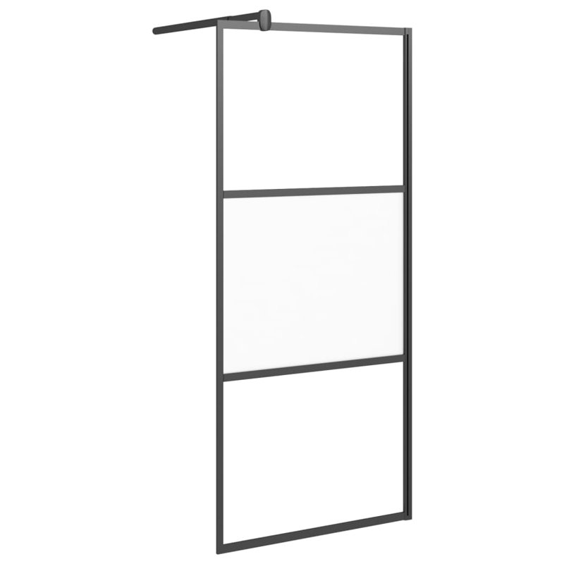 VidaXL Walk-in Shower Wall 31.5" x 76.8" Half Frosted ESG Glass, Black