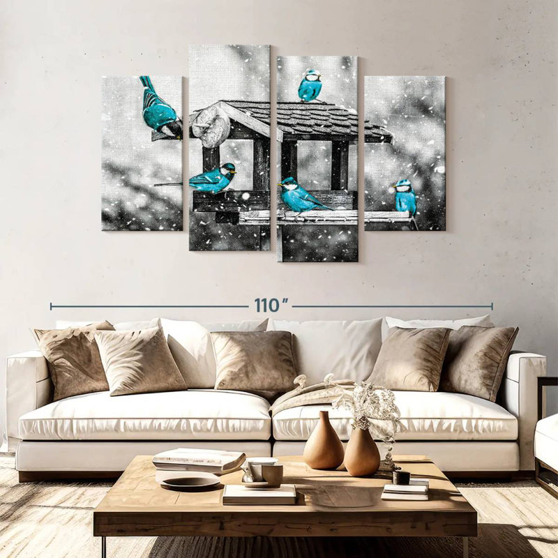 Brampt Blue Tits On Bird Feeder Pop, 54" H x 84" W
