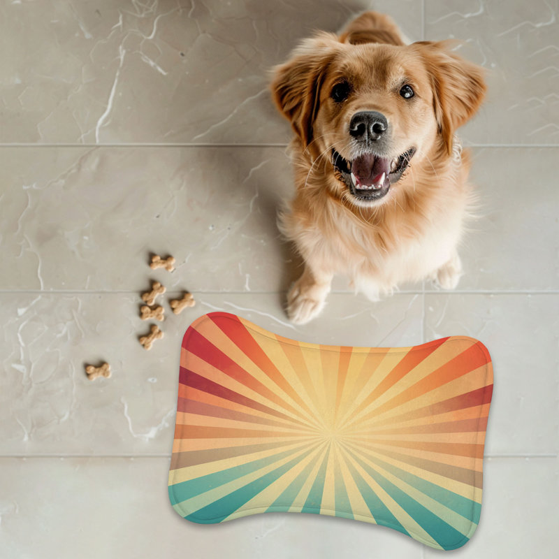 Groovy Flashback - 1 Piece Bone Shape Feeding Mat, XL (18")